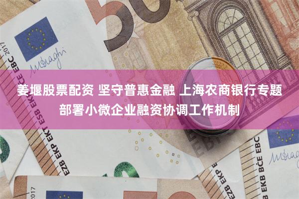 姜堰股票配资 坚守普惠金融 上海农商银行专题部署小微企业融资协调工作机制